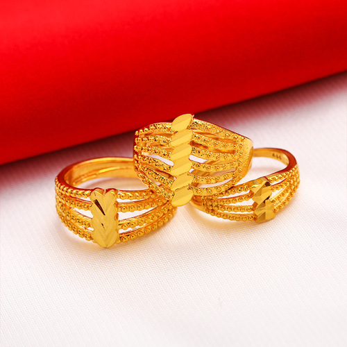 Wholesale imitation gold Vietnamese sand gold ring open gold ring female gold plated female ring live delivery wholesale