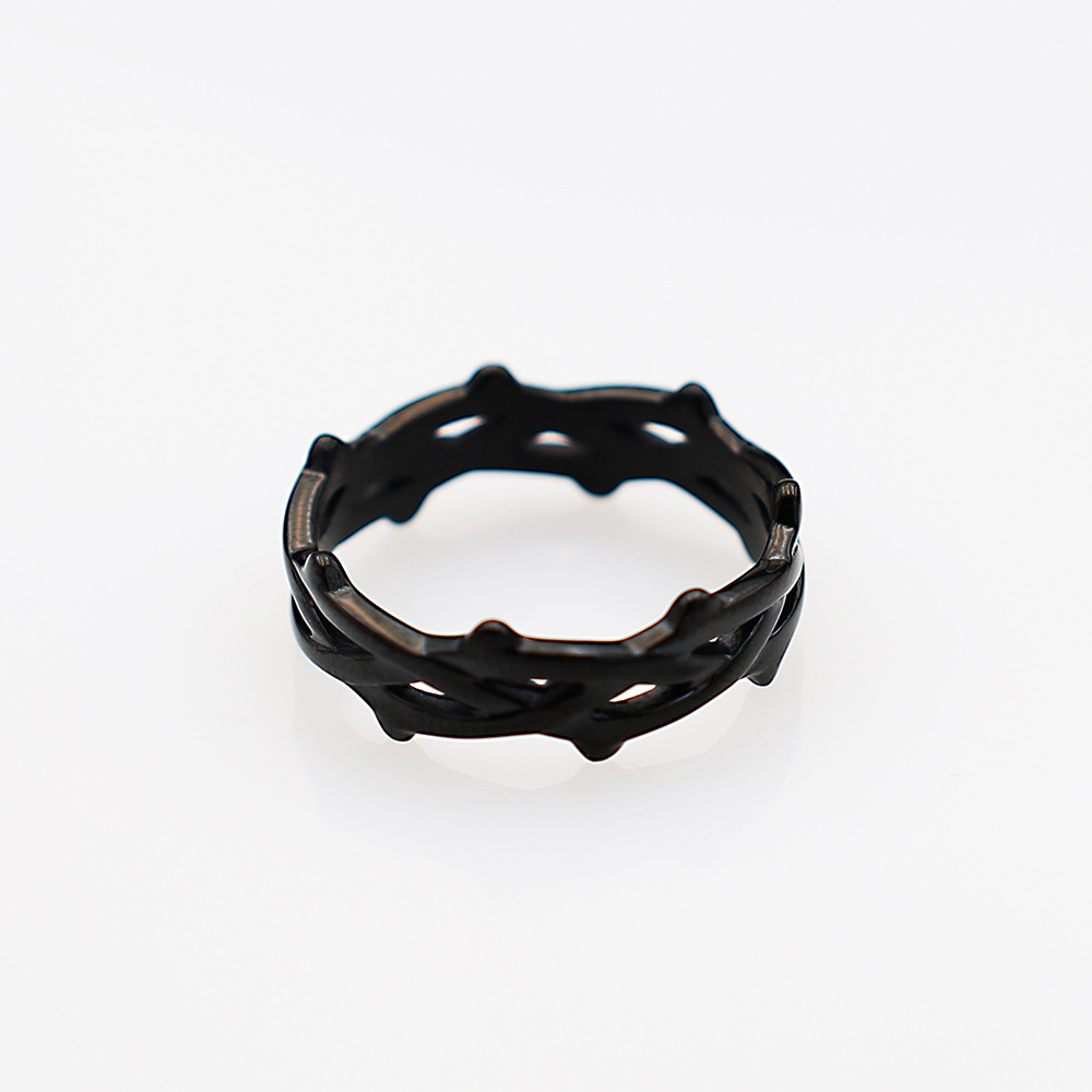 Black Bramble Vine Woven Stainless Steel Ring