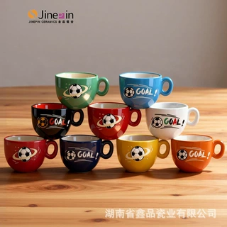 足球迷专属彩色陶瓷杯 迷你咖啡杯礼品杯 logo 定制
