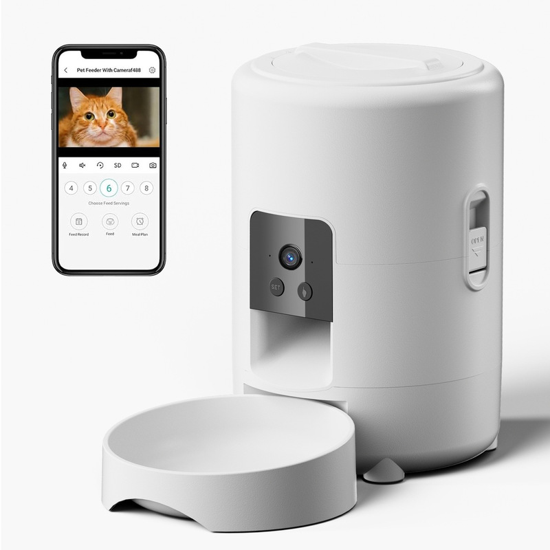 亚马逊爆款宠物自动喂食器猫狗视频按键WiFi喂食器   可贴标|undefined