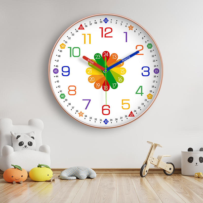 ✅ Early Education Learning Silent Wall Clock Bedroom Clock Kindergarten Teaching Clock 2025 New Model Wall-Mounted No-Drill Clock