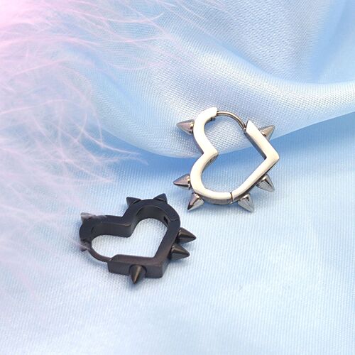 New product recommendation: Stainless steel love rivet earrings, Internet celebrity hot girl style, pointed cone peach heart-shaped ear bone ring earrings