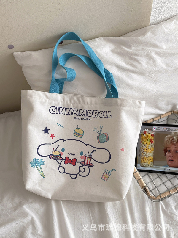 サンリオ ショッピングバッグ キャンバス かわいい クロミ シナモンドッグ メロディー かわいい 大容量 ショルダー ラージバッグ|undefined