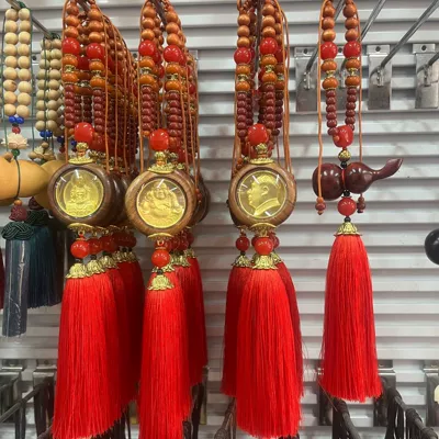 rearview mirror creative alloy decoration | Car hanging - rosewood-material-model-guanyin-tassel-model