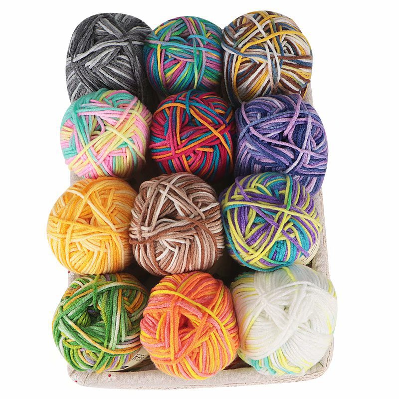 厂家批发五股牛奶棉段染渐变色毛线团中粗围巾手编钩针diy线