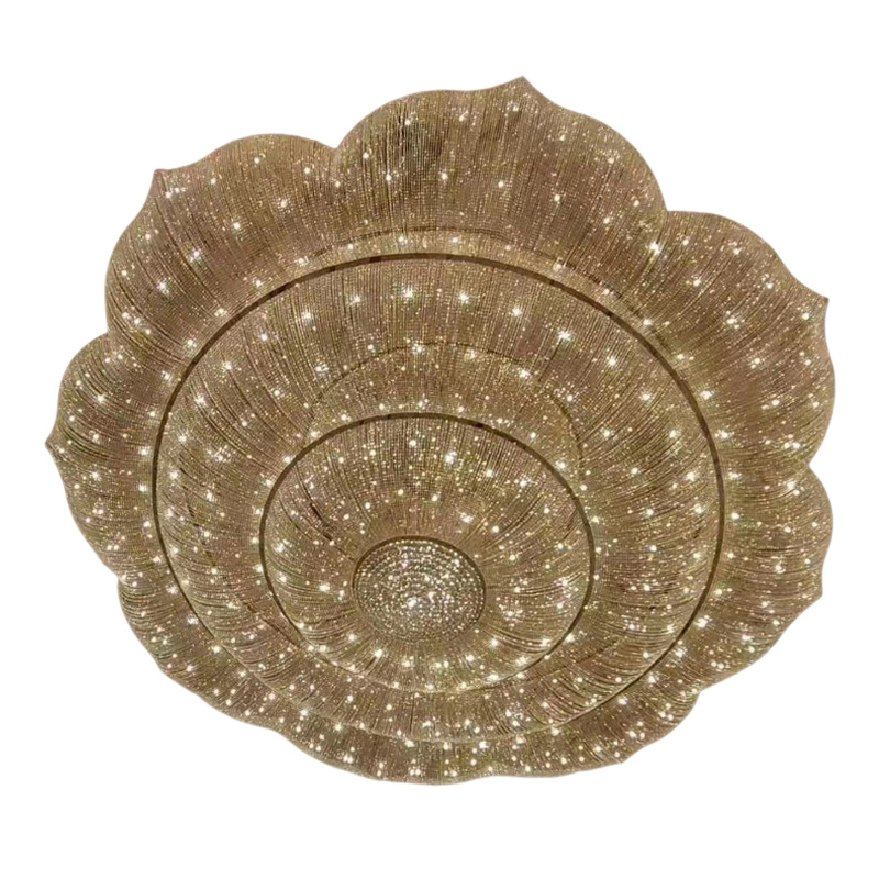 Lámpara de hotel a gran escala, araña de cristal personalizada, lámpara de cristal artesanal, lámpara de cristal en forma de pez, lámpara de Zhongshan, araña grande