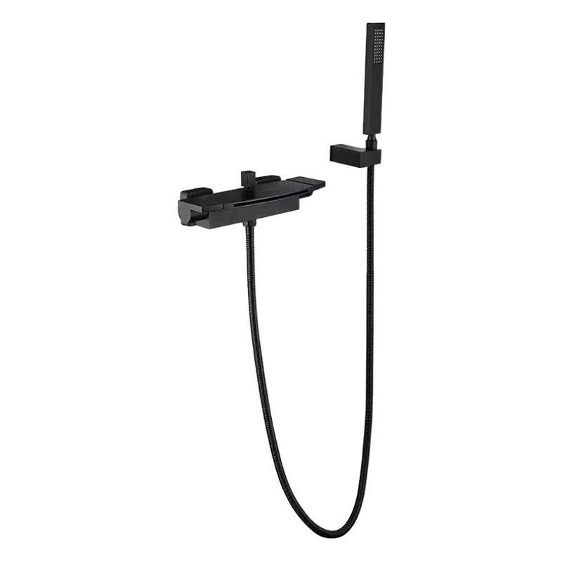 Grifo de bañera de oro de cobre agua fría y caliente simple válvula mezcladora montada en la pared grifo de cascada de ducha de montaje abierto