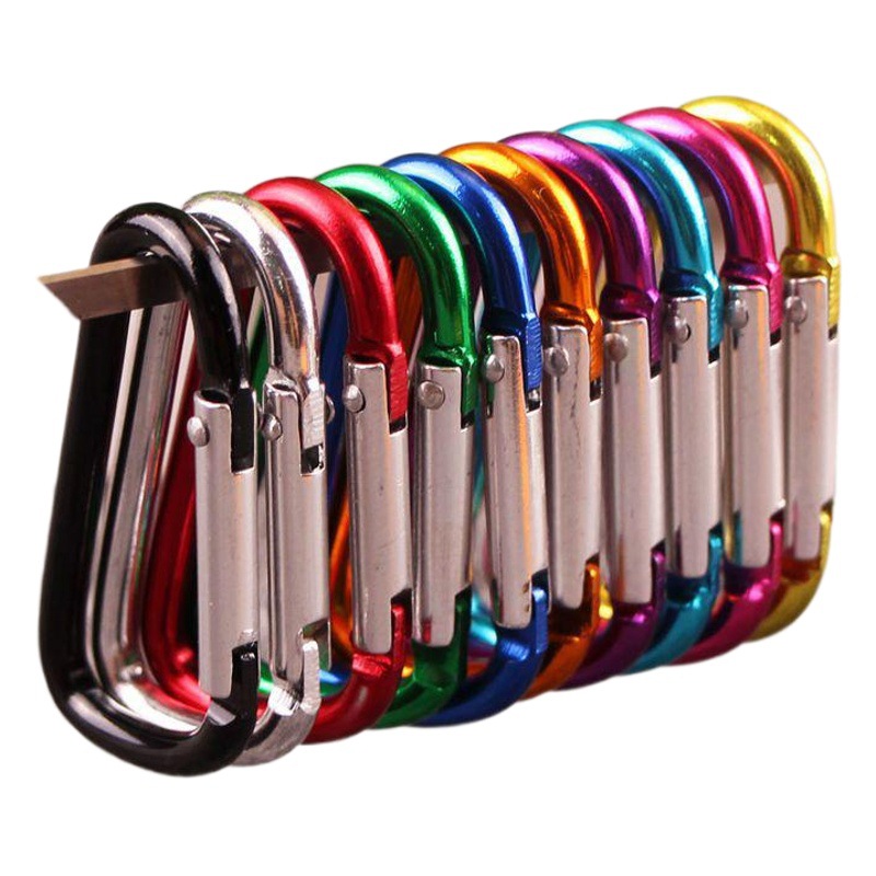 Manufacturer Wholesale No. 5 D-Shaped Aluminum Alloy Carabiner Hook DIY Clothing Keychain Outdoor Mountain Camping Accessory