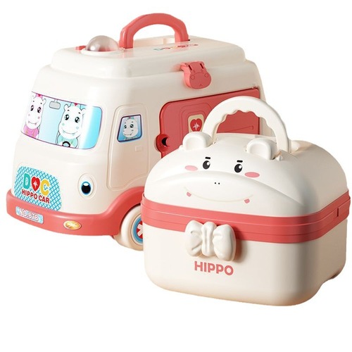 Children's play house simulation medical box girl nurse injection boy stethoscope hippopotamus doctor toy set