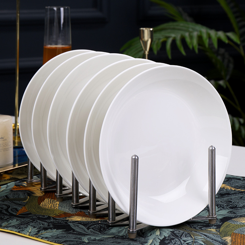 High Bone Bone China Plate Dish Plate Household Deep Mouth Plate Ceramic Dinner Plate Combination Set Pure White Deep Plate White Porcelain Tableware