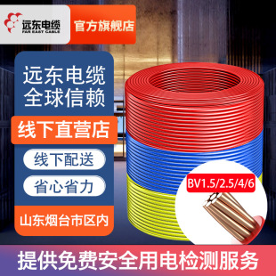 Far East Cable Flame Retardant BV1.5/2.5/4/6 Square National Standard Home Decoration Single Core Copper Wire Flame Retardant Off-Line Picking