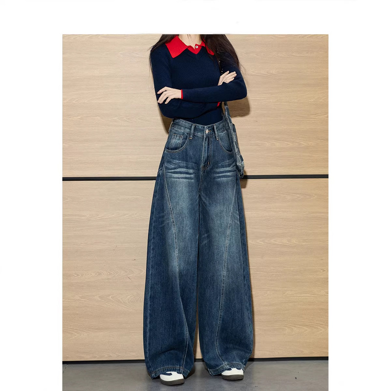 Forever 21 High-Waisted Loose-Fitting Slimming American High Street Wide-Leg Pants for Women 2026 Spring New Straight-Leg Jeans