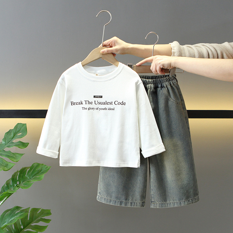 7680 ropa para niños primavera y otoño traje de camisa coreana 2025 nuevo traje de tres piezas de moda para niños de primavera para bebés