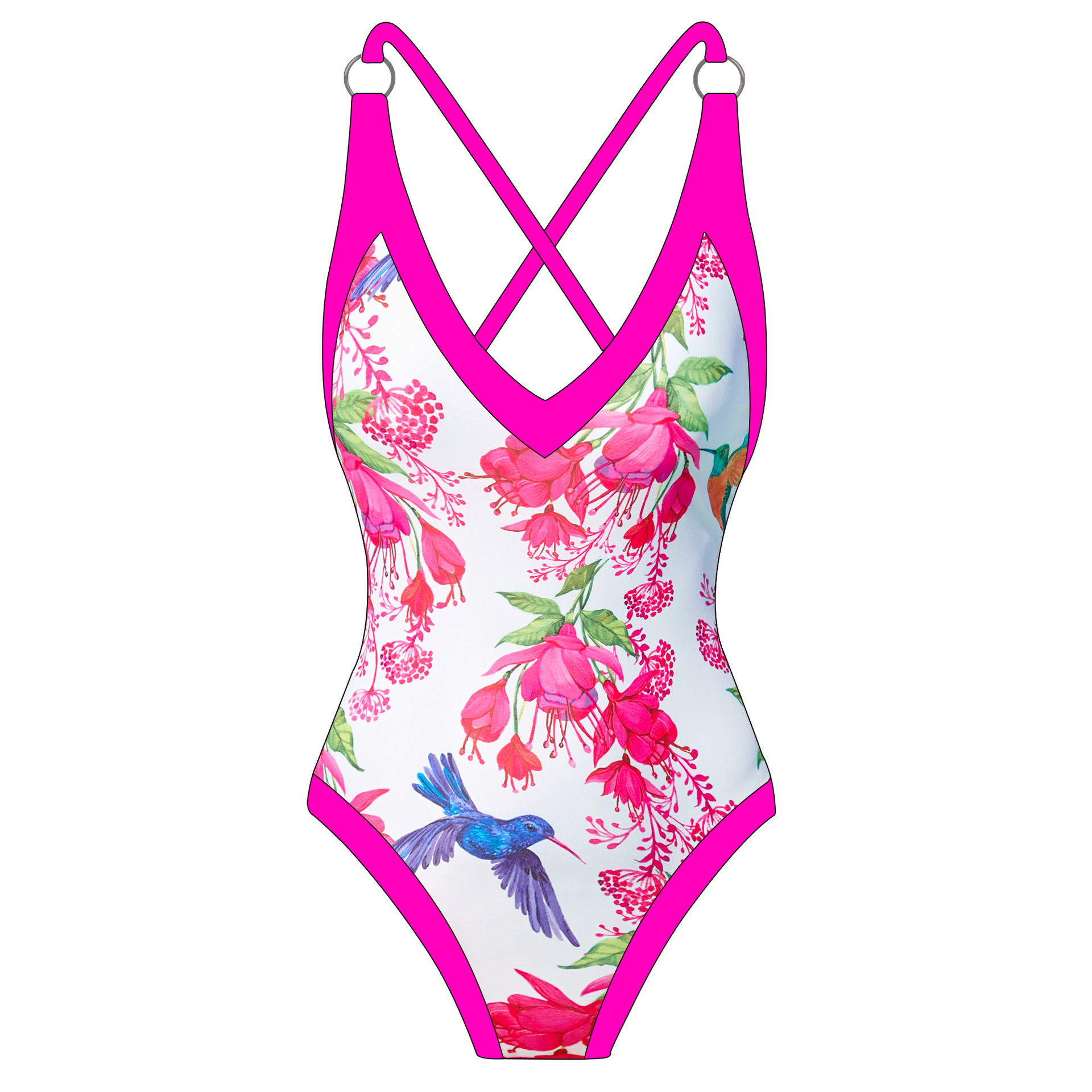 Dames badpak met bedrukte jumpsuit en strandrok van gaasstof_voghion.com