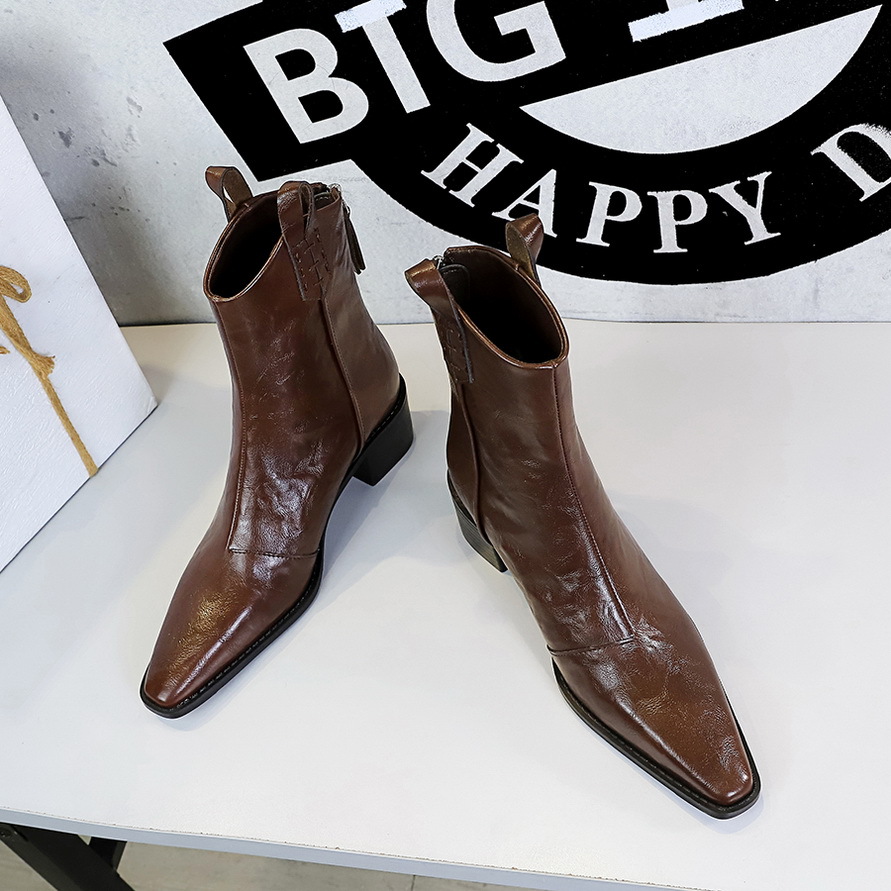 Retro Winter Mid Heel Pointed Toe Riding Boots For Women_voghion.com