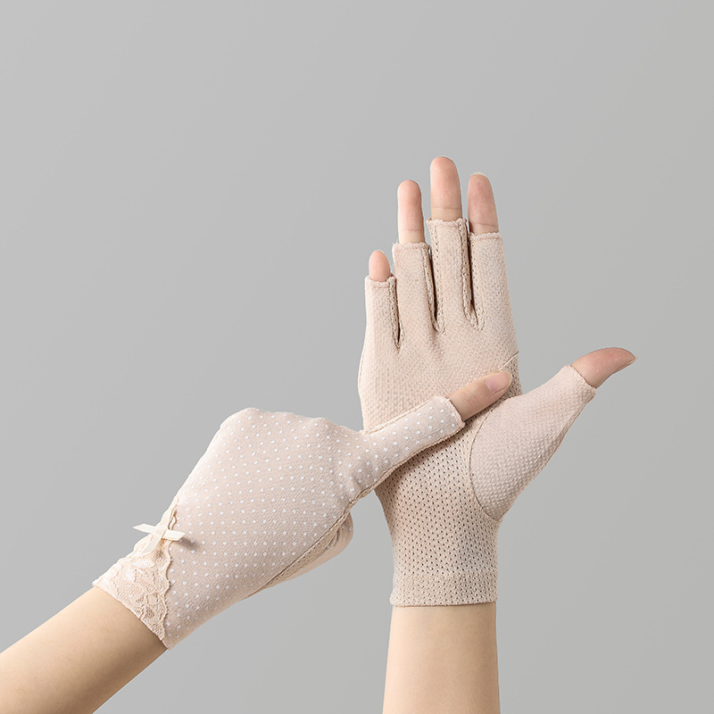 Summer Fingerless and Half Finger 7020 Women's Summer Thin Cycling and Driving Anti-Slip Touch Screen Anti-UV Sunscreen Gloves