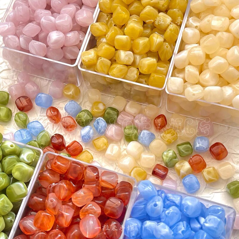 Ins-Style Gradient Resin Straight-Hole Loose Beads DIY Handmade Beading Materials Necklace Bracelet Accessories Ins-Style Jewelry