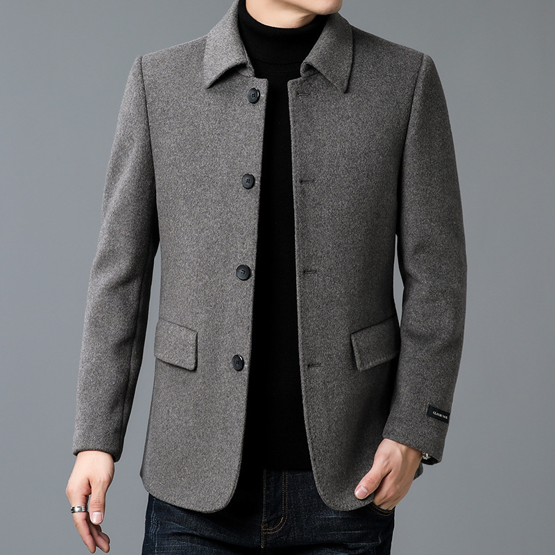 Big Brand Double-sided Wool Cashmere Jacket 2024 Autumn and Winter Mid-length Wool Coat Middle-aged Men's Lapel Wool Coat