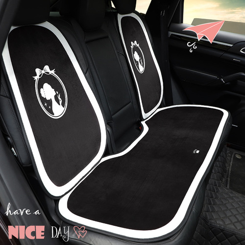 Winter car seat cushion, plush printed warm, soft and comfortable car seat cushion, fashion goddess style car seat cushion