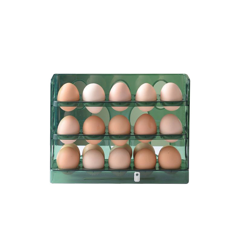 Estante de almacenamiento de cocina, estante para huevos, caja de huevos rebotable reversible de varias capas, caja de almacenamiento fresco de la puerta lateral del refrigerador