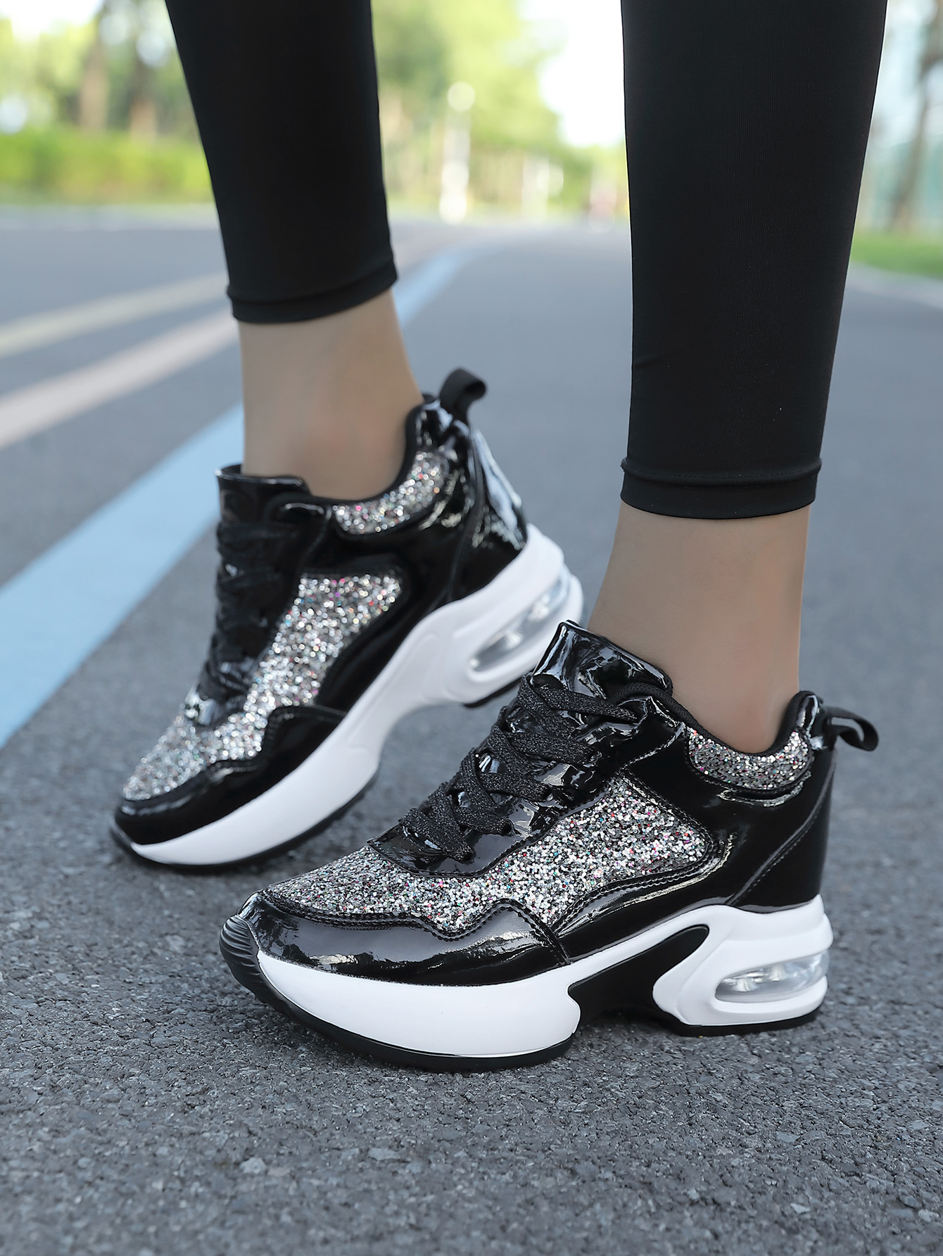 Damen Herbstmode All-in-One-Erhöhung Damenschuhe dicke Sohle Freizeitsportschuhe_voghion.com