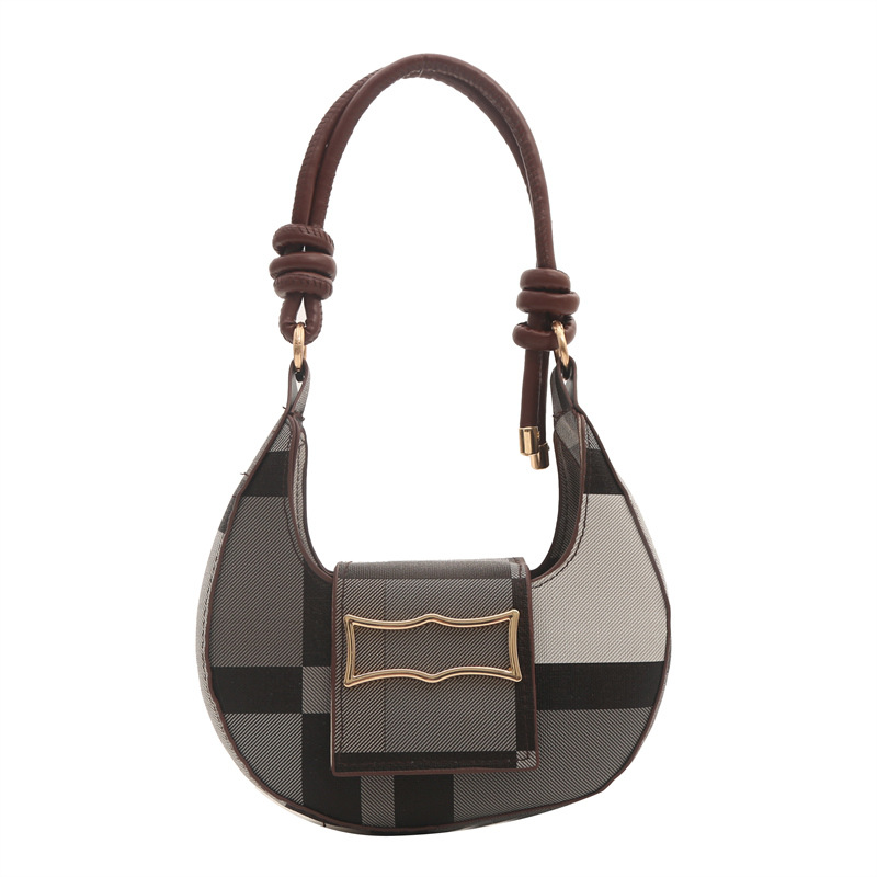 Temperamento simple y moderno 2024 casual Bolso de hombro con textura de estilo occidental popular de este año Bolso de axila con costuras de color en contraste