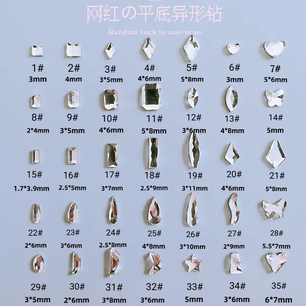 Mini small size shaped flat diamond wholesale flash diamond white mixed jewelry k9 diamond nail jewelry accessories
