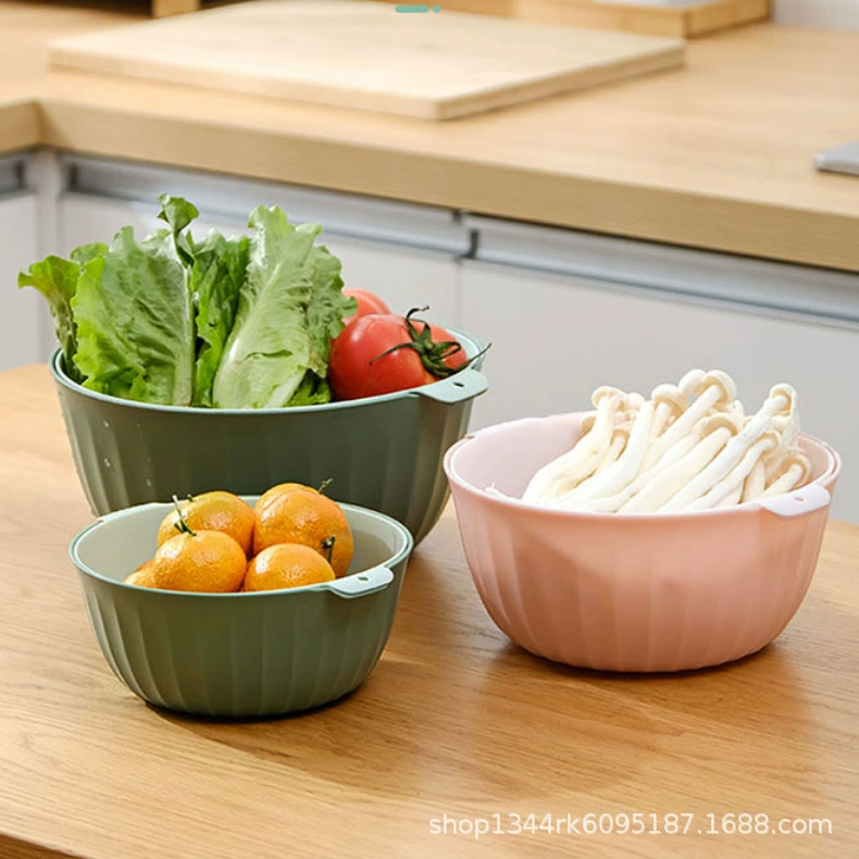 Двухслойная пластиковая раковина для мытья овощей Корзина для слива Кухонный артефакт Многофункциональная гостиная Бытовая тарелка с фруктами Корзина для мытья фруктов и овощей