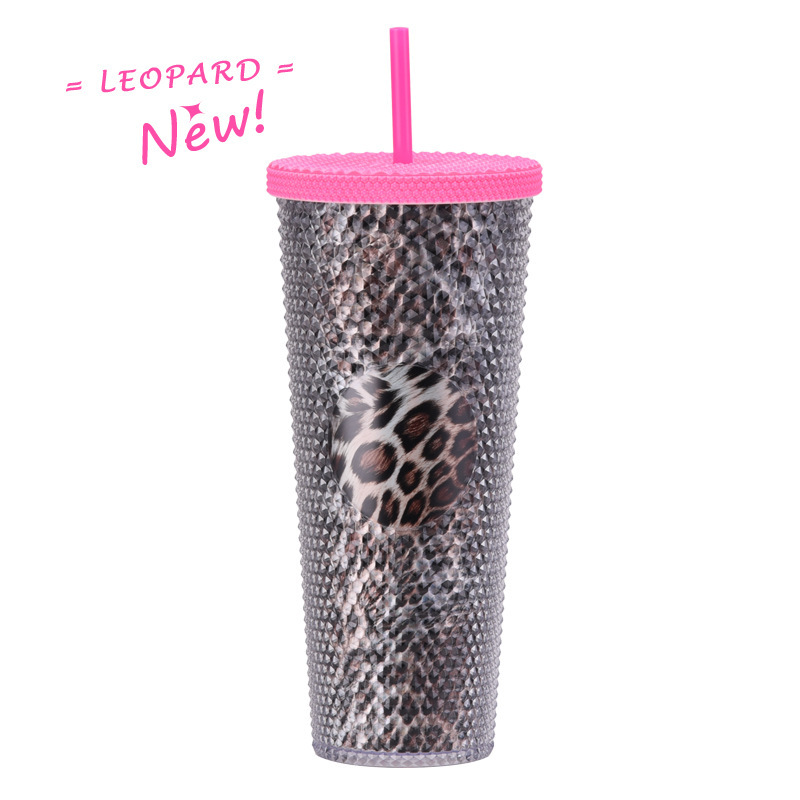 二層プラスチックストローカップ大容量クリエイティブ 710 ミリリットルドリアンカップハンドカップ発光変色レインボーグラデーションカップ|undefined