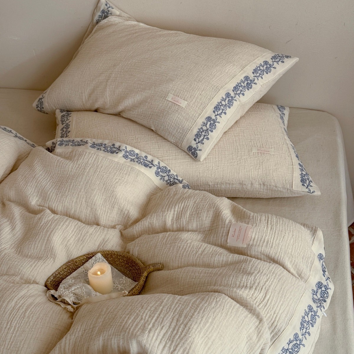 Completo letto foresta minimalista retrò in cotone e lino_voghion.com