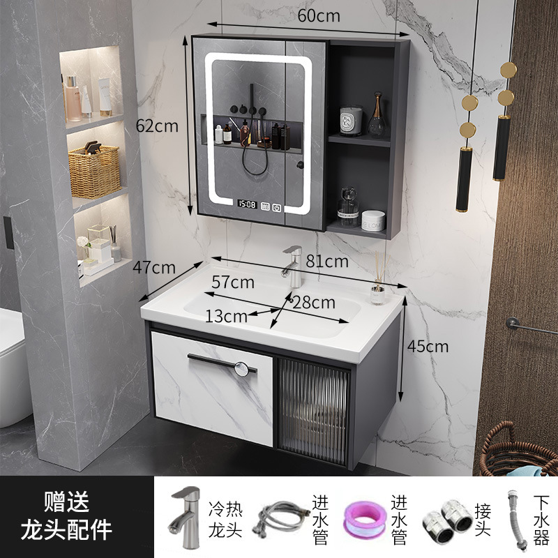 gabinete de baño combinado gabinete lavabo espacio aluminio tablero de fibra de carbono lavabo pequeño tipo lavabo