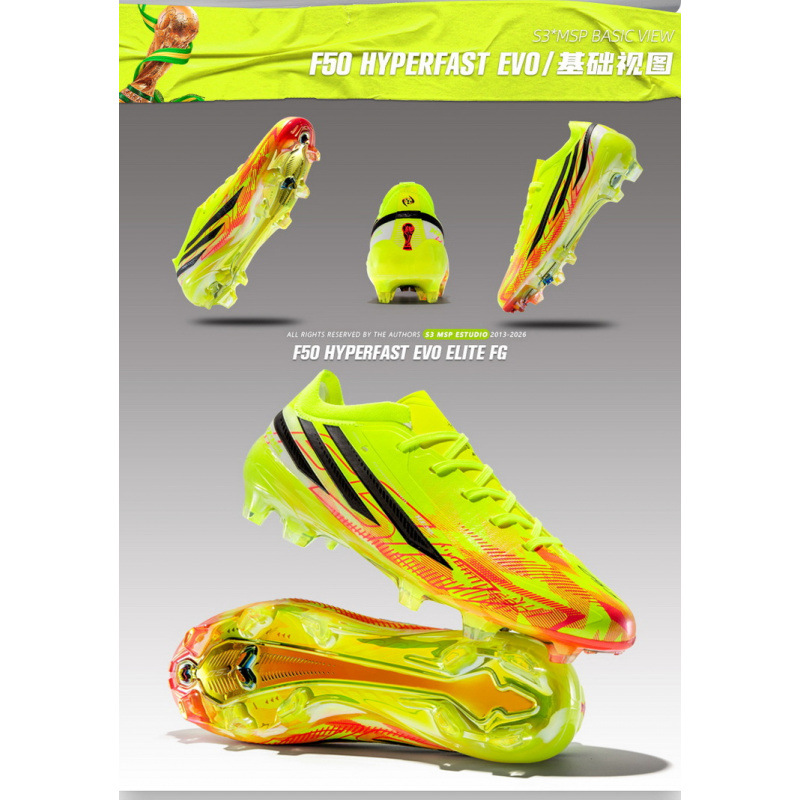 Tenis de Fútbol F50 con Tacos Galvanizados de TPU y TPR para Pasto Natural Duro