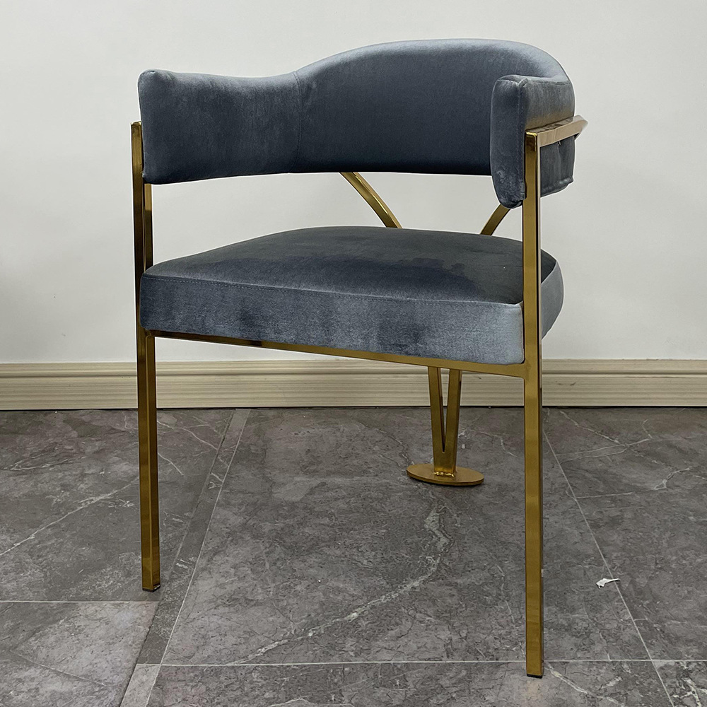Diseño creativo italiano minimalista de hierro silla de comedor de tela de lana silla de respaldo de metal sillón de asiento elástico silla doméstica