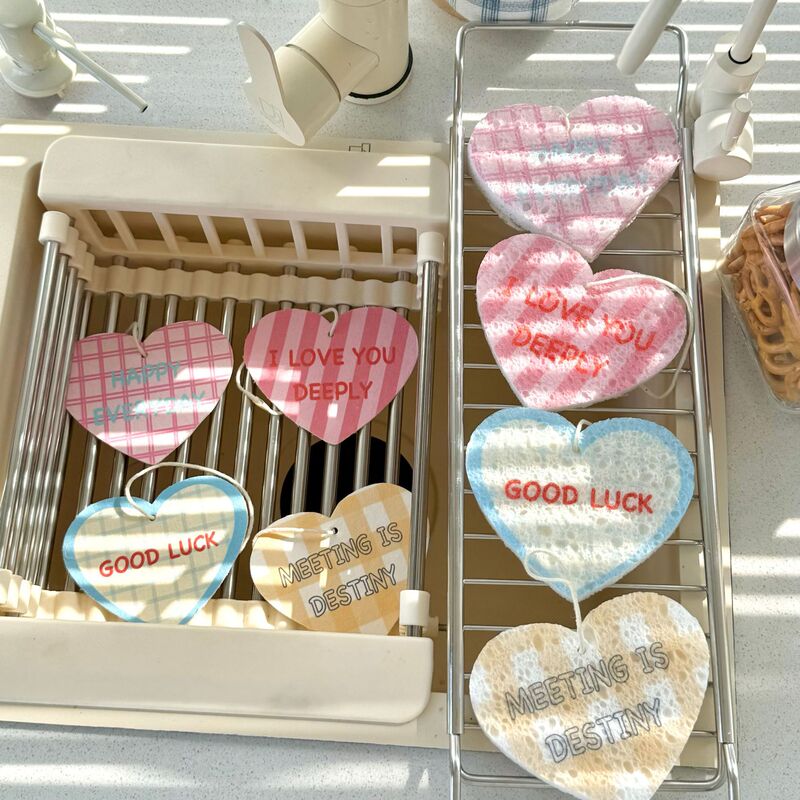 Korean Ooni's Same Dopamine Wood Pulp Dishwashing Sponge! Ins Style Dishwashing Wipe Factory Direct Sales 2025 Hot Style