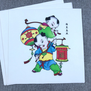 Yangliuqing New Year Pictures Children's Blank Line Drawing Coloring Fuxing High Light Wind and Rain Good Financial Resources Children's Teaching Experience Class