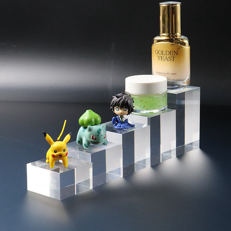 亚克力透明方柱水晶座玩具模型展示架化妆品珠宝首饰古玩瓷器底托