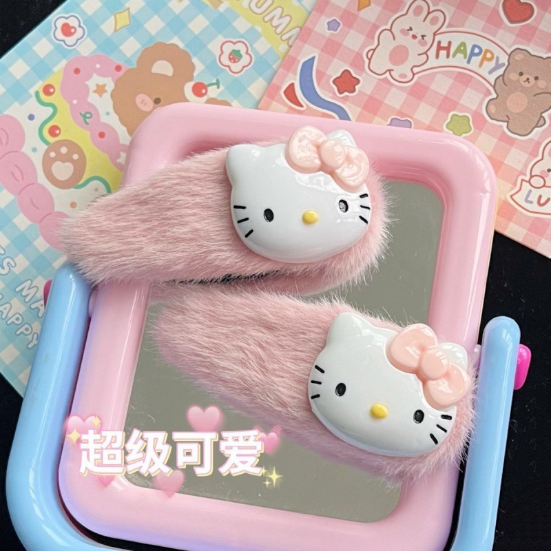 Autumn and Winter Plush Cat Hairpin Japanese Style Cute Cartoon Hairpin Headwear Student Bangs Clip Large Side Clip