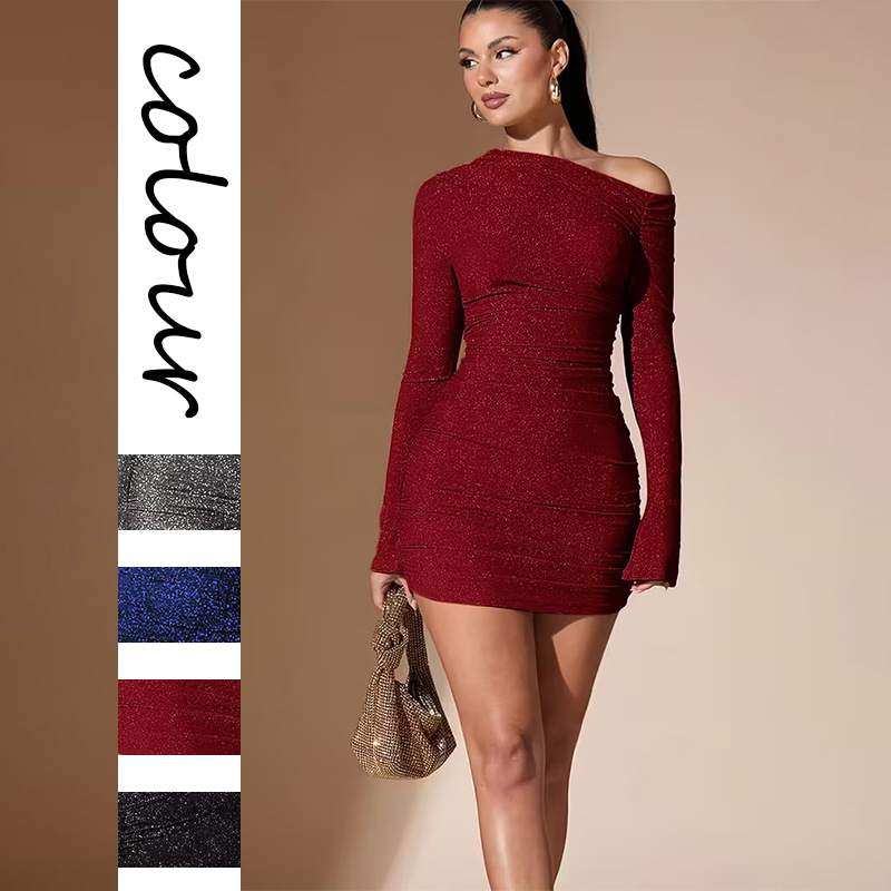 2025 Cross-Border Foreign Trade Women's Party Evening Dress Tight-Fitting Red Dress Elegant Amazon Short Skirt