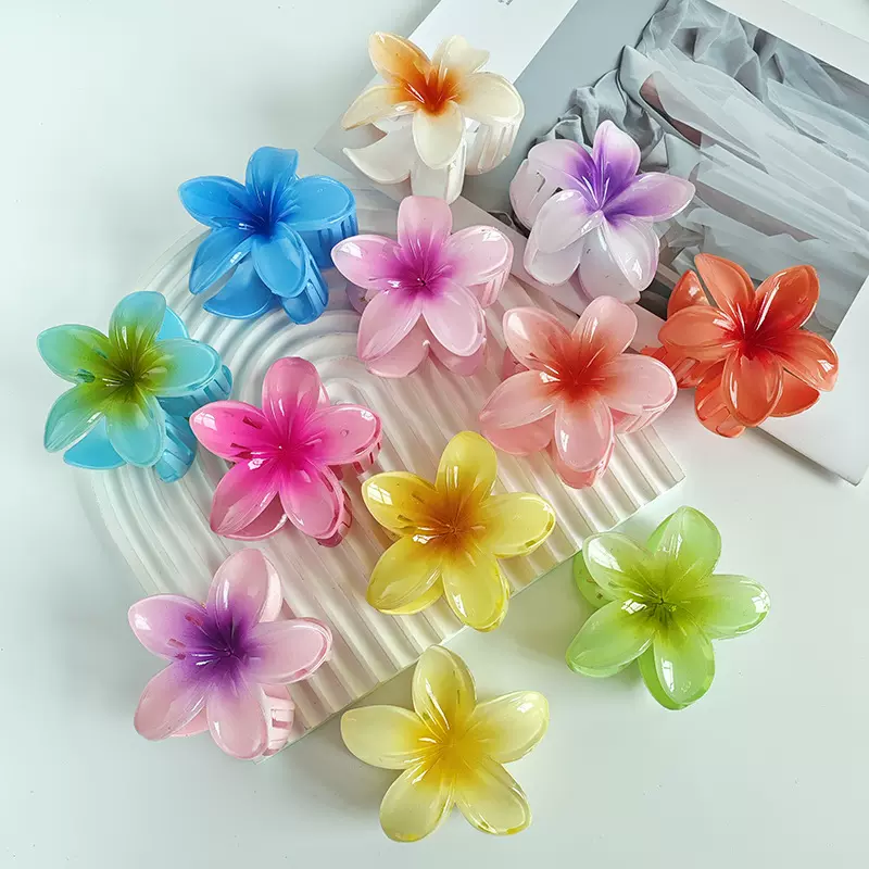 跨境爆款鸡蛋花抓夹大号发量多紫荆花网红花朵发夹女后脑勺鲨鱼夹