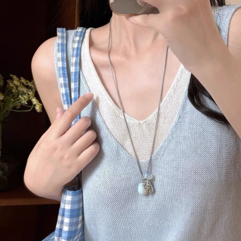 气质长款流苏项链女款夏天小众设计高级感毛衣链葡萄串锁骨链吊坠|undefined