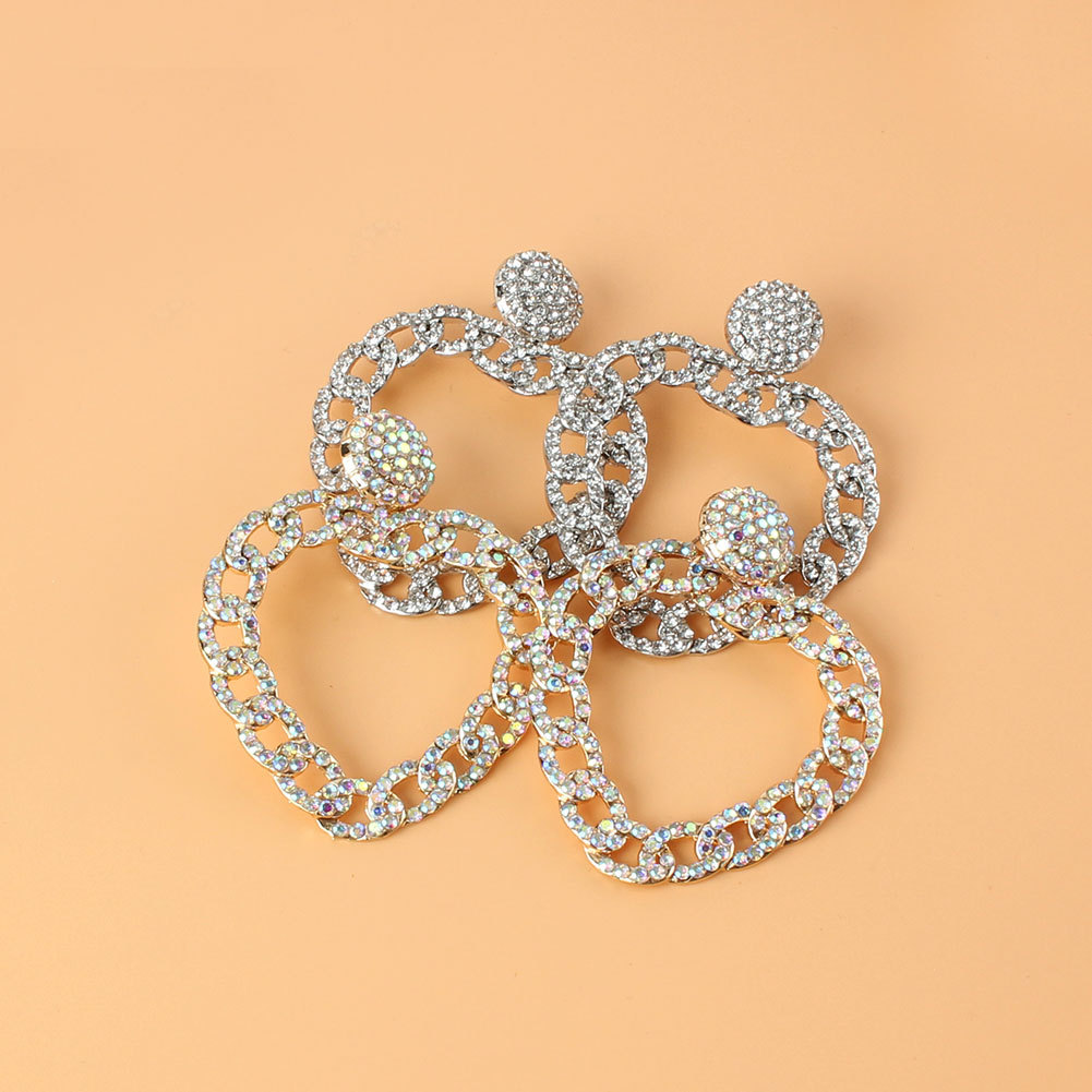 Retro Alloy Diamond Heart-shaped Chain Earrings display picture 5