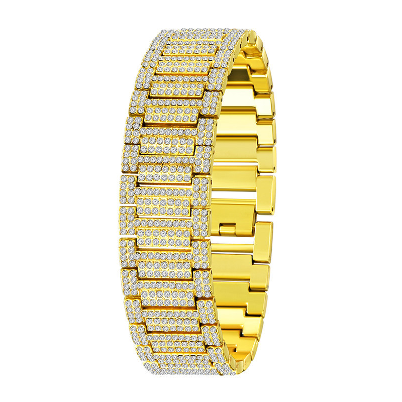 Hip Hop Accessories Men's Luxury Full Diamond Gold Bracelet