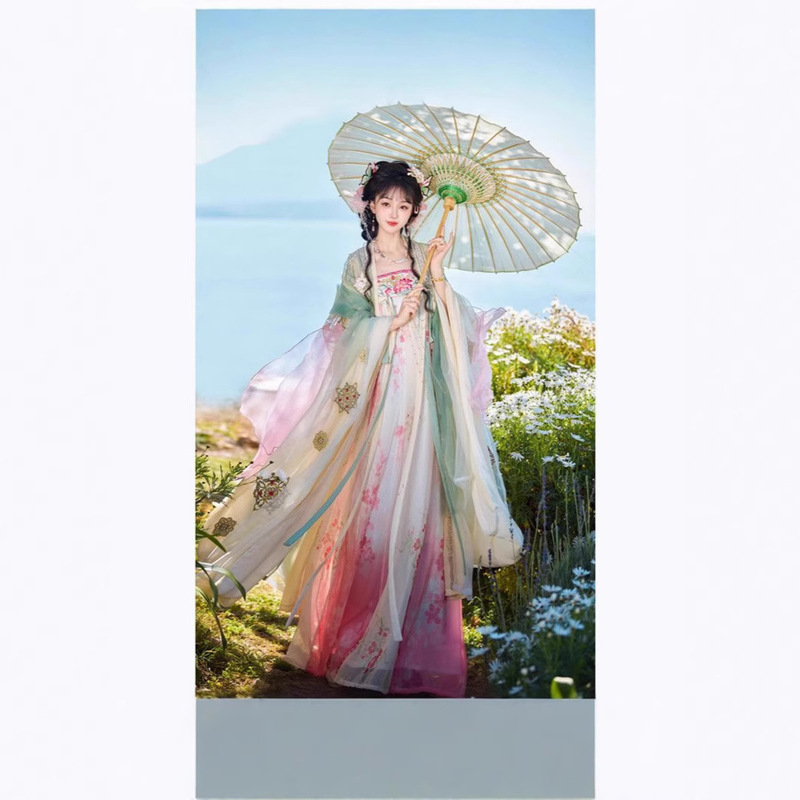 Hua Chao Ji Original Hanfu Women's "Spring Dawn" New Tang Style Chest-length Skirt Embroidered Big Sleeve Shirt Spring and Summer suit