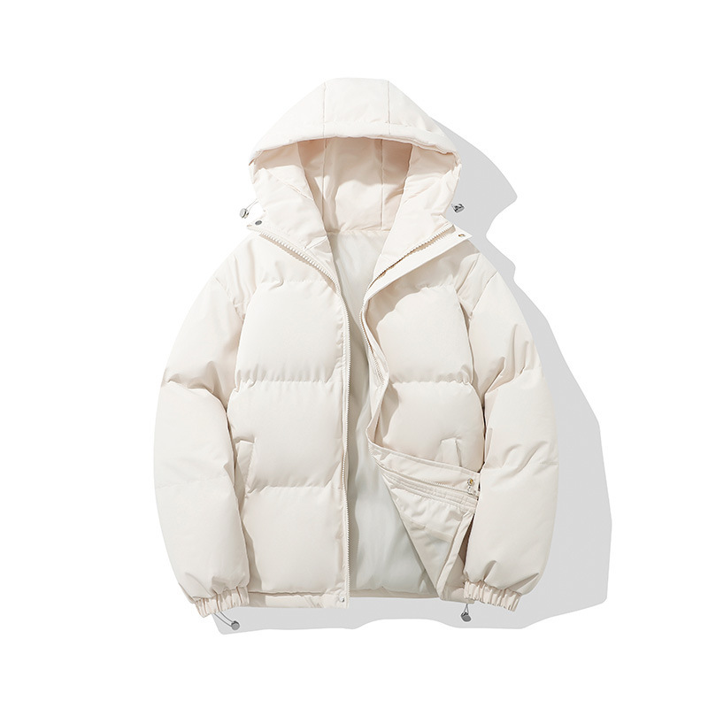 メンズ綿服2025冬新作ゆったりフード付き無地厚手保温カップル用パンコート綿服|undefined