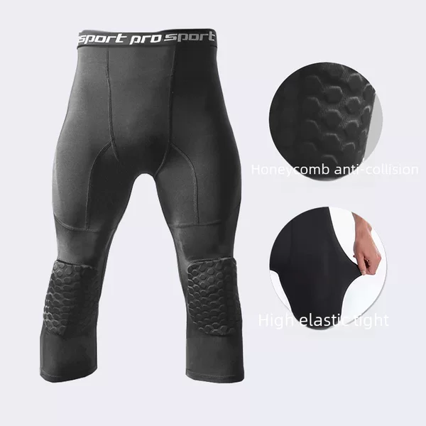 Factory wholesale with knee pads cropped pants anti-collision integrated knee pads professional outdoor sports protectors men's tights