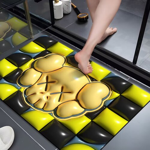 3D three-dimensional expansion ins wind violent bear bathroom diatom mud absorbent mat bathroom non-slip mat toilet foot mat