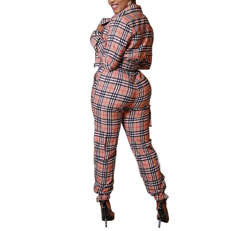 long-sleeved slim plaid print vest jacket harem pants three-piece suit NSJZC113363