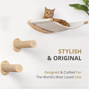 Solid Wood Wall-Mounted Cat Climbing Frame Ladder Cat Cylindrical Springboard Space Capsule Hammock Winter Cat Wall Cat Bed