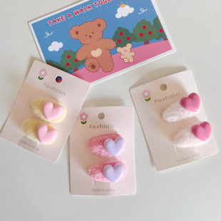 Dog Hair Clip Pet Headwear Puppy Clip Cute High-Value Plush Heart Bb Clip Maltese Nose Bridge Clip