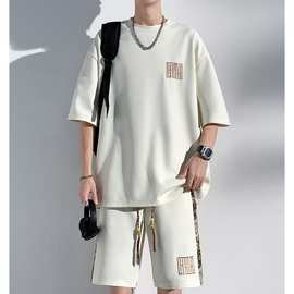 男士夏天套装潮牌短袖T恤短裤两件套高级感中国风大码休闲运